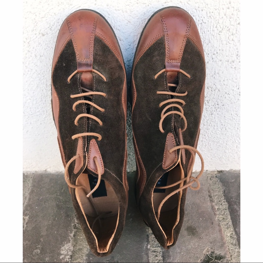 Kenneth Cole Brown Leather Suede Loafers Shoes